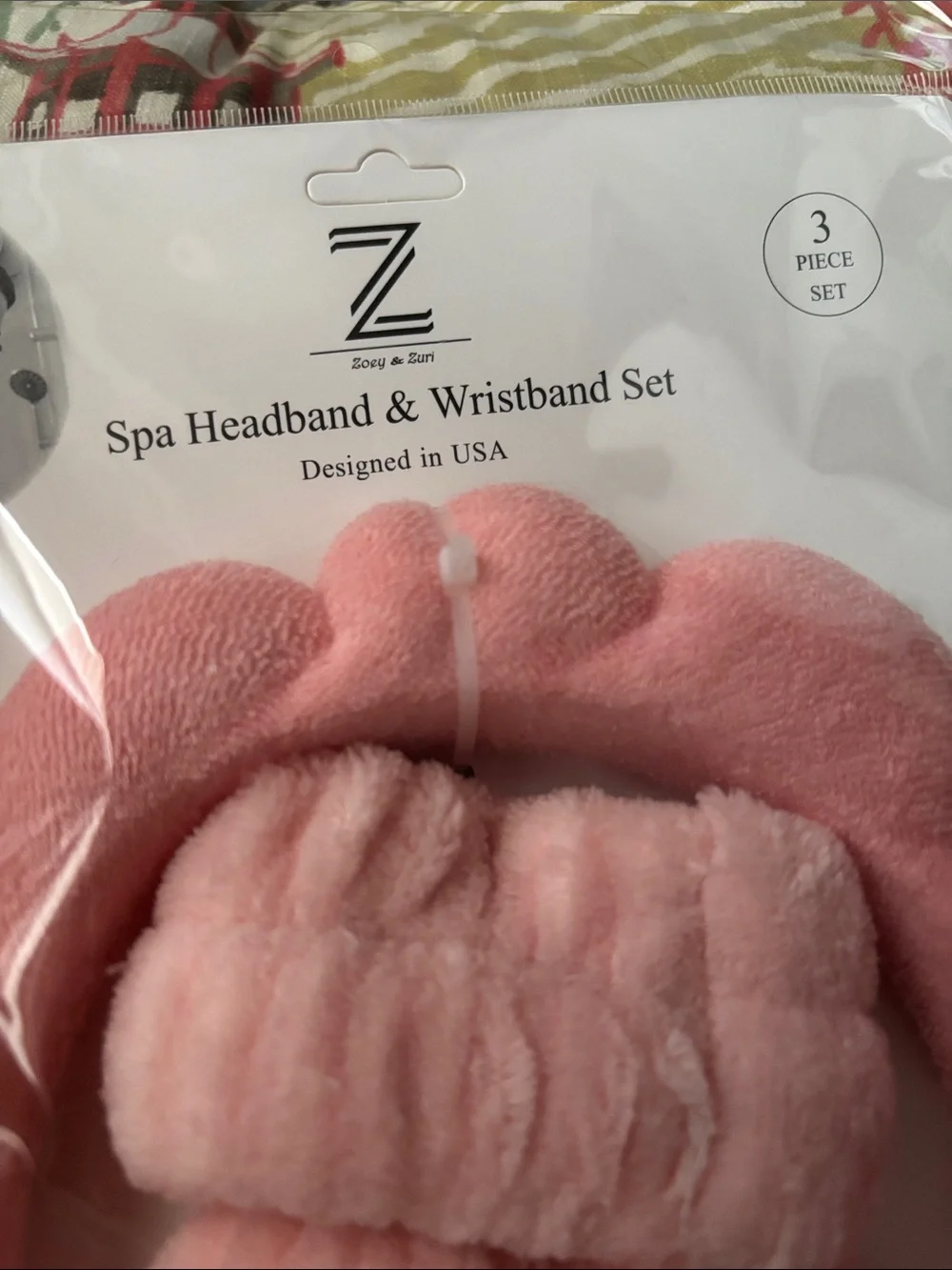 Pink Spa Headband & Wristband Set - Plush Skincare Accessory